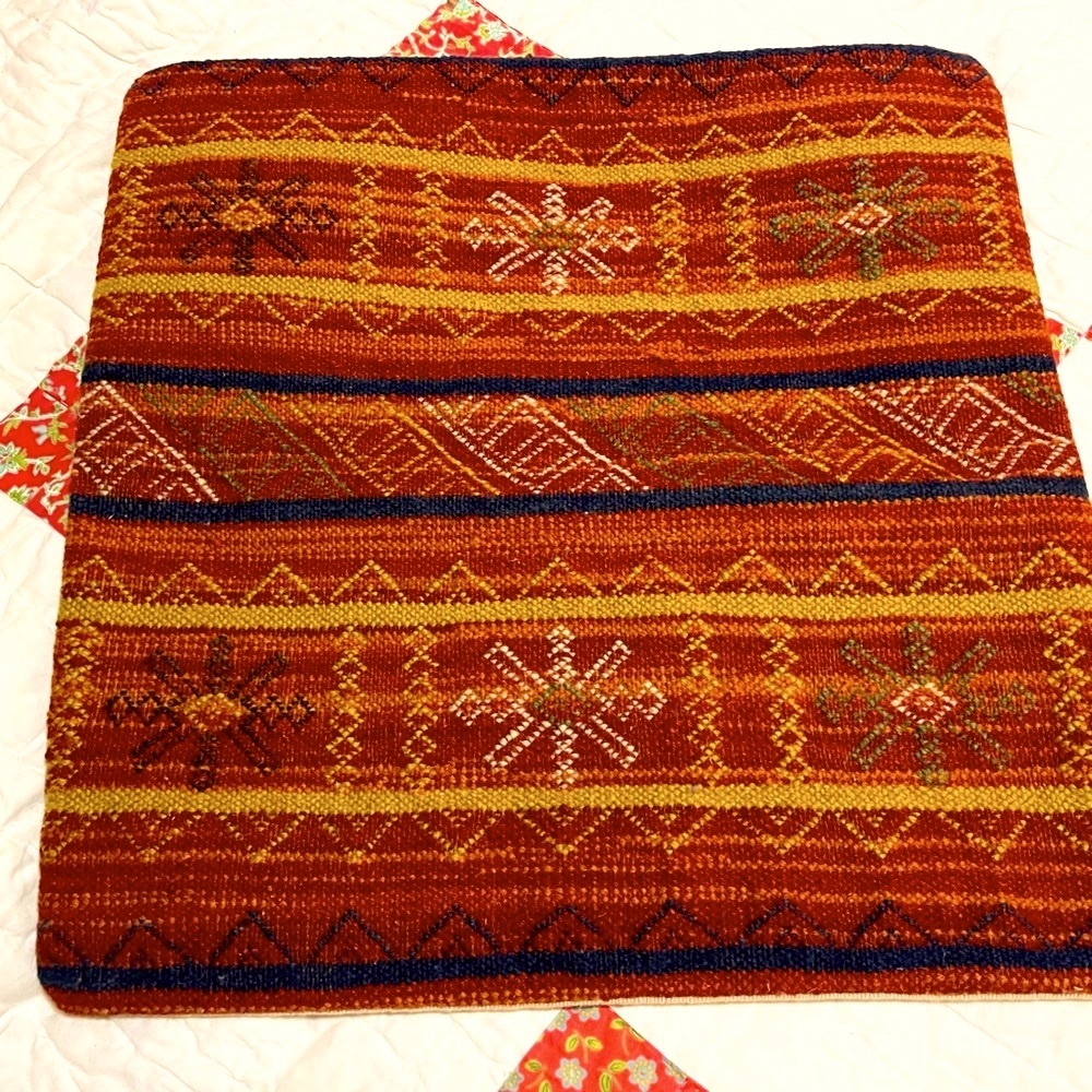 Pottery Barn Vintage Wool Tribal Kilim Pillow Cover, 18”